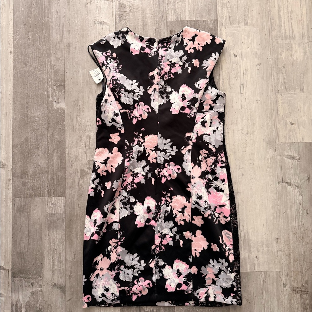 Saks Fifth Avenue Black Floral Lace Cap Sleeve Dress Size 14 NWT - Picture 9 of 10